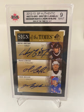 Load image into Gallery viewer, 2012-13 SP Authentic Gretzky/Lemieux/Messier/Sakic/Lindros/Bure Sign of the Times Six /7 KSA 9
