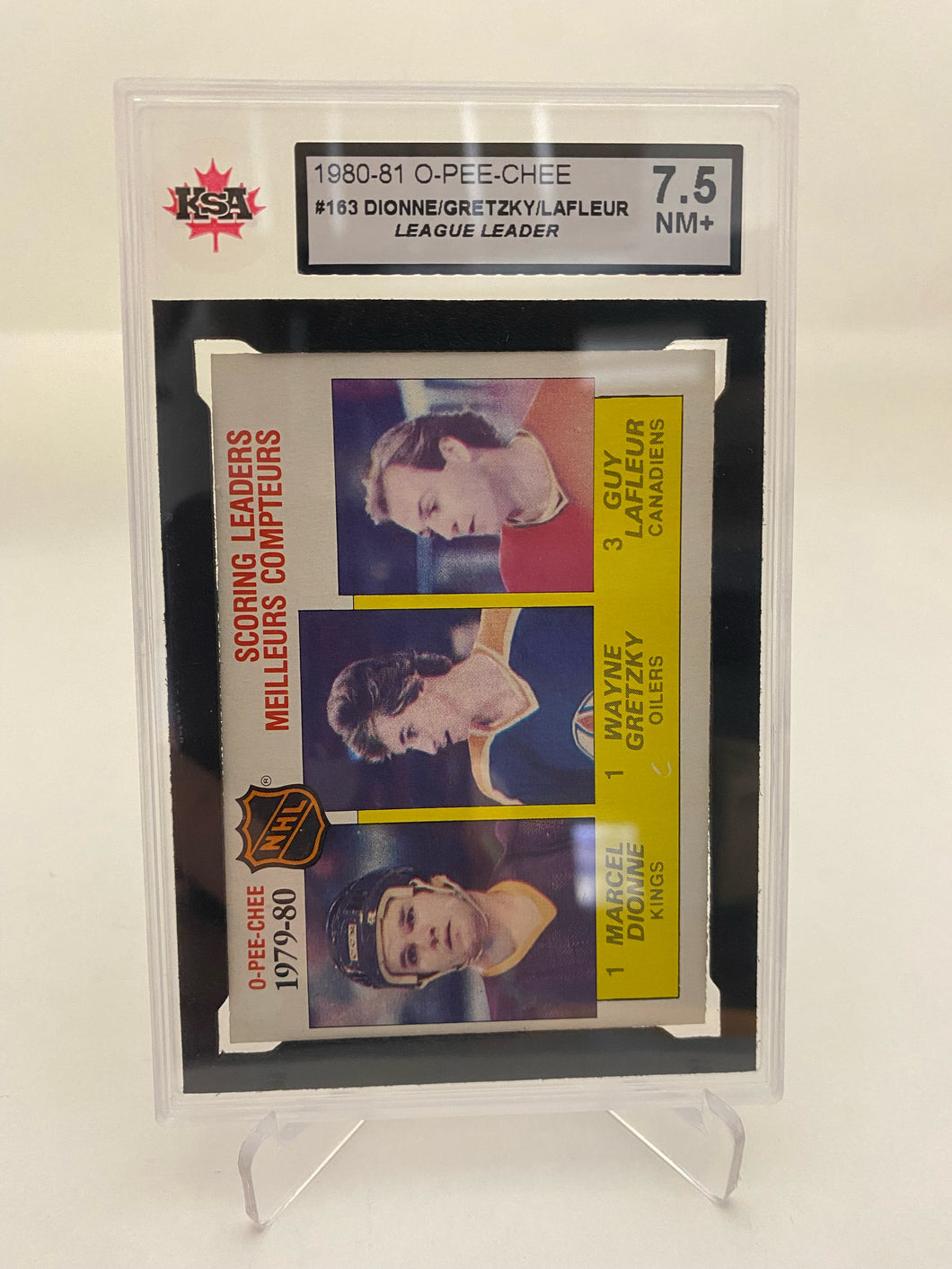 1980-81 O-Pee-Chee #163 Dionne/Gretzky/Lafleur League Leader KSA 7.5