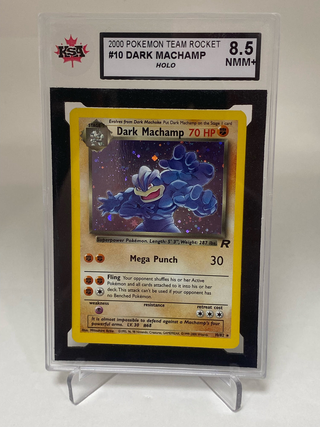 2000 Pokemon Team Rocket #10 Dark Machamp Holo KSA 8.5