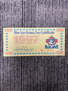 Toronto Blue Jays Bonus Day Certificate