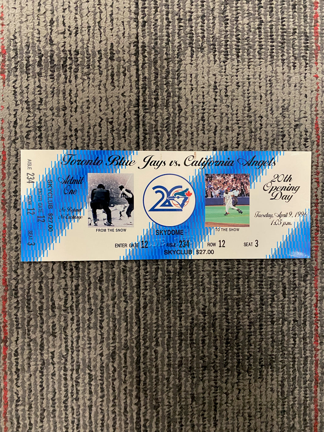 Toronto Blue Jays 20th Opening Day Skydome Ticket